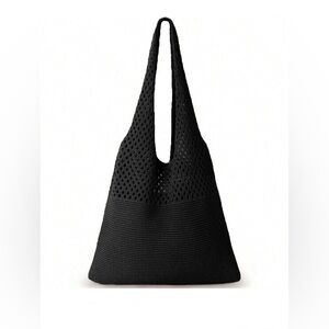 Elegant Black Knit Tote Bag